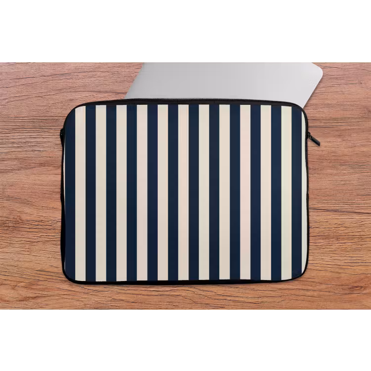 Verticale strepen - Blauw - Crème laptophoes neopreen klein 279 -tafel