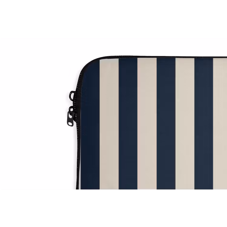 Verticale strepen - Blauw - Crème laptophoes neopreen klein 279 -detail