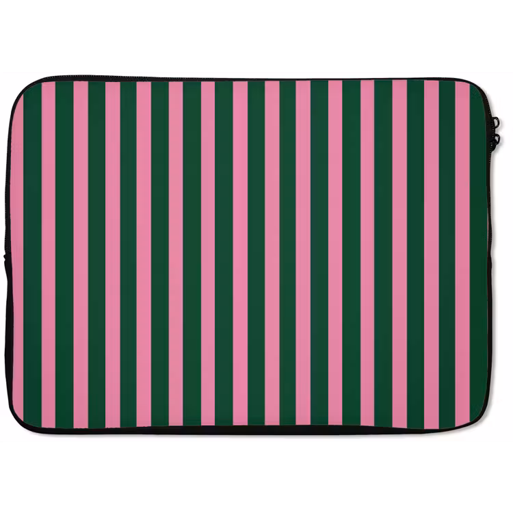 Verticale strepen - Groen - Roze laptophoes neopreen klein 279 -zkaufland3dotto