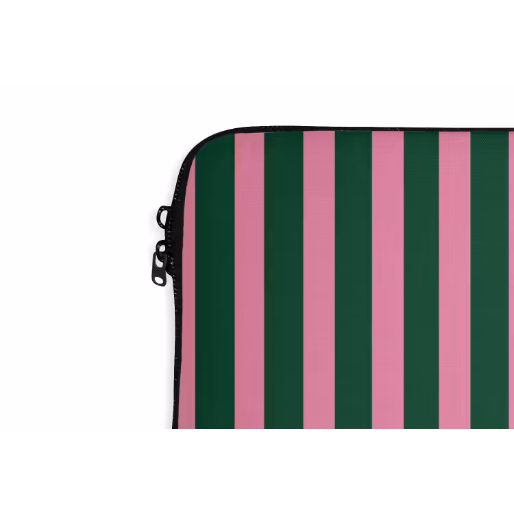 Verticale strepen - Groen - Roze laptophoes neopreen klein 279 -detail