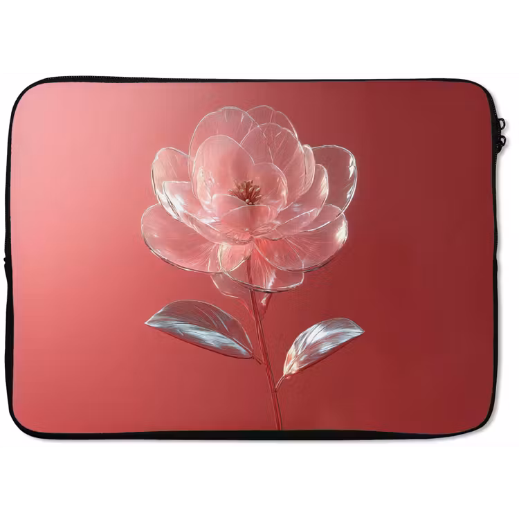 Sierlijk - Bloem - Roze - Glazen laptophoes neopreen klein -zkaufland3dotto