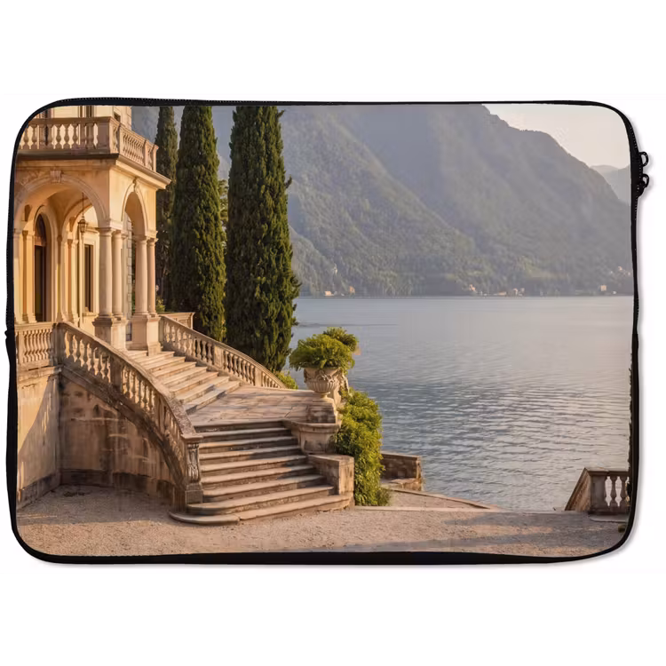Laptop hülle - Villa – Wasser – Treppen - Villa - water -trappen laptophoes neopreen klein