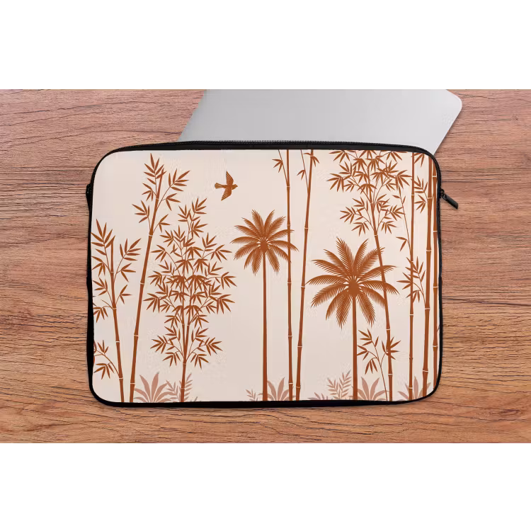 Vogel - Boom - Tropisch - Minimalistisch - Bruin laptophoes neopreen klein -tafel