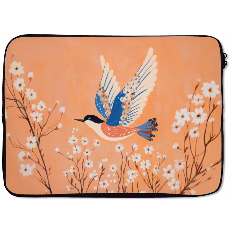Vogel - Bloesemtakken - Warm - Kleurrijk laptophoes neopreen klein -zkaufland3dotto