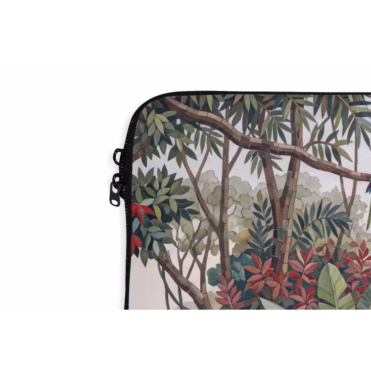Vogel - Jungle - Natuur - Mozaïek - Groen laptophoes neopreen klein -detail