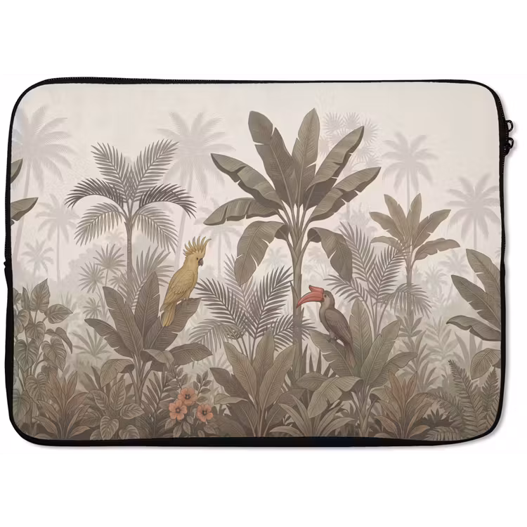 Vogel - Jungle - Tropisch - Illustratie - Groen laptophoes neopreen klein -zkaufland3dotto