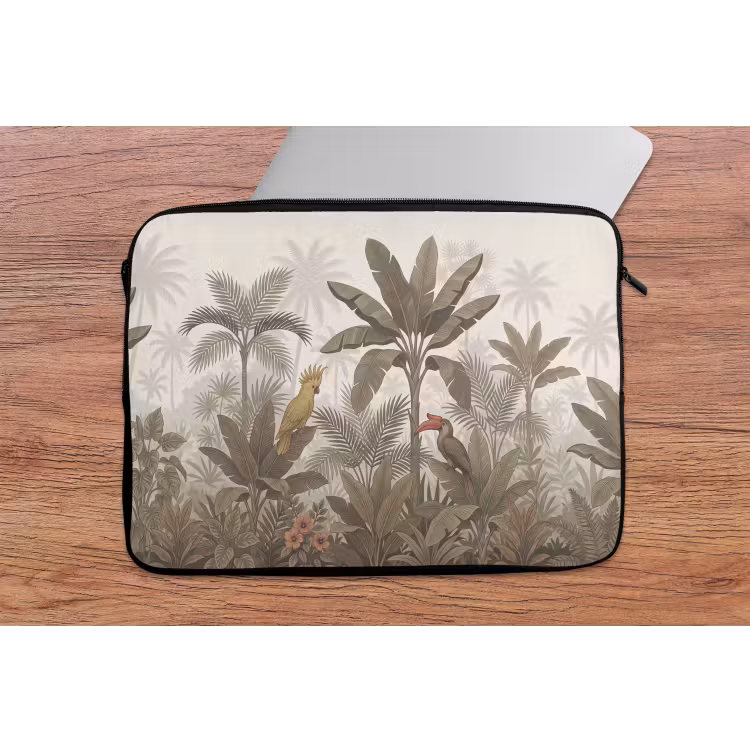 Vogel - Jungle - Tropisch - Illustratie - Groen laptophoes neopreen klein -tafel