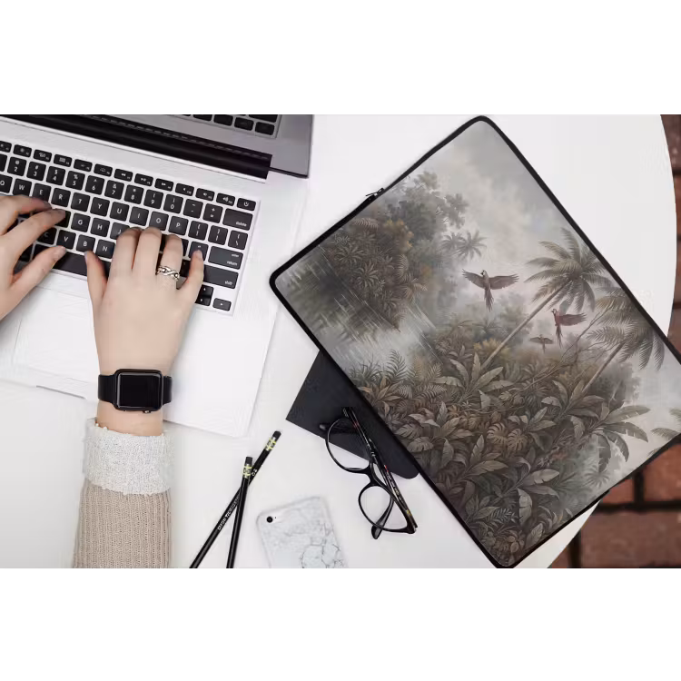 Vogel - Vliegend - Tropisch - Landschap - Klassiek laptophoes neopreen klein -bureau