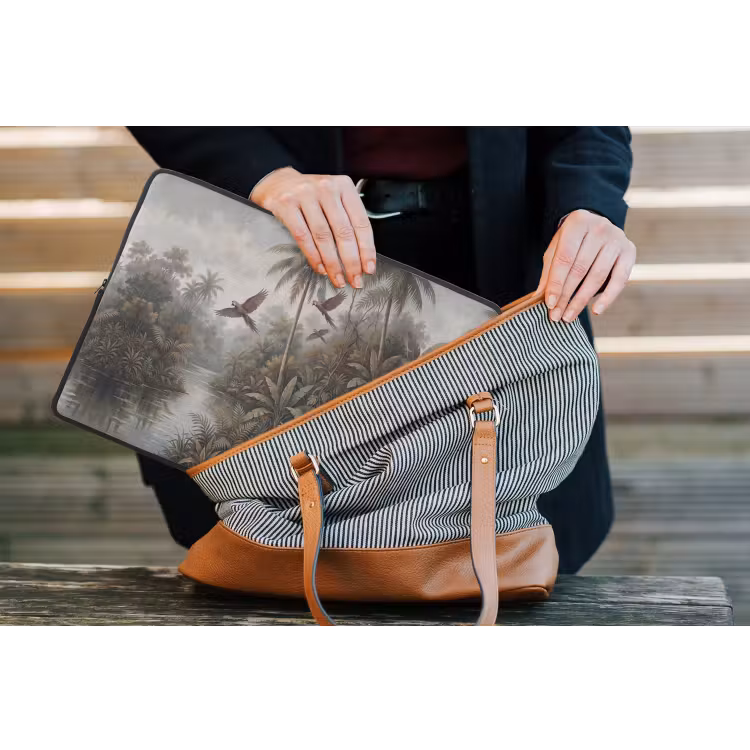 Vogel - Vliegend - Tropisch - Landschap - Klassiek laptophoes neopreen klein -tas