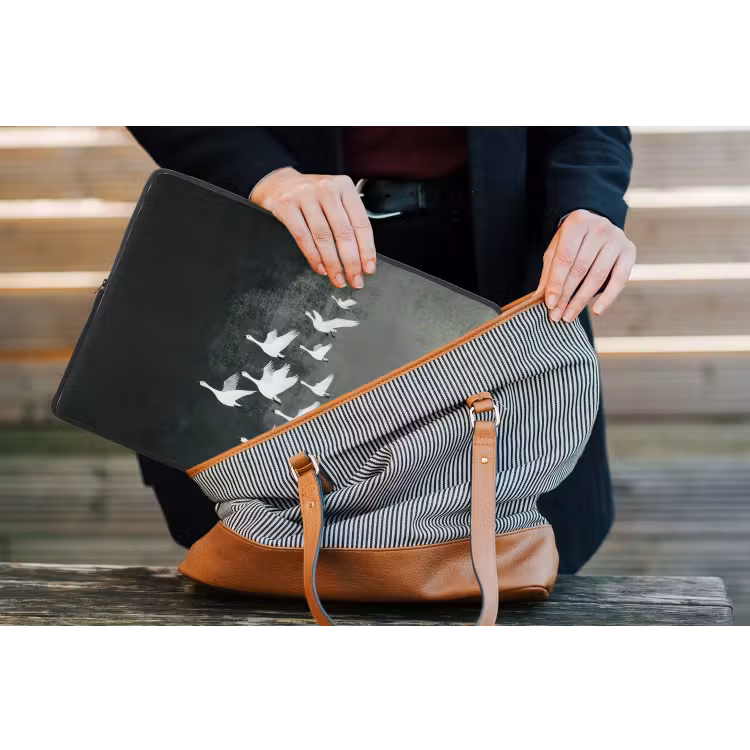 Vogel - Japandi - Groen laptophoes neopreen klein -tas