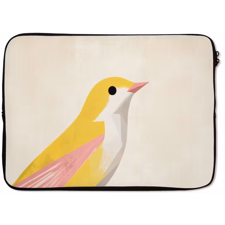 Vogel - Minimalistisch - Geel laptophoes neopreen klein -zkaufland3dotto