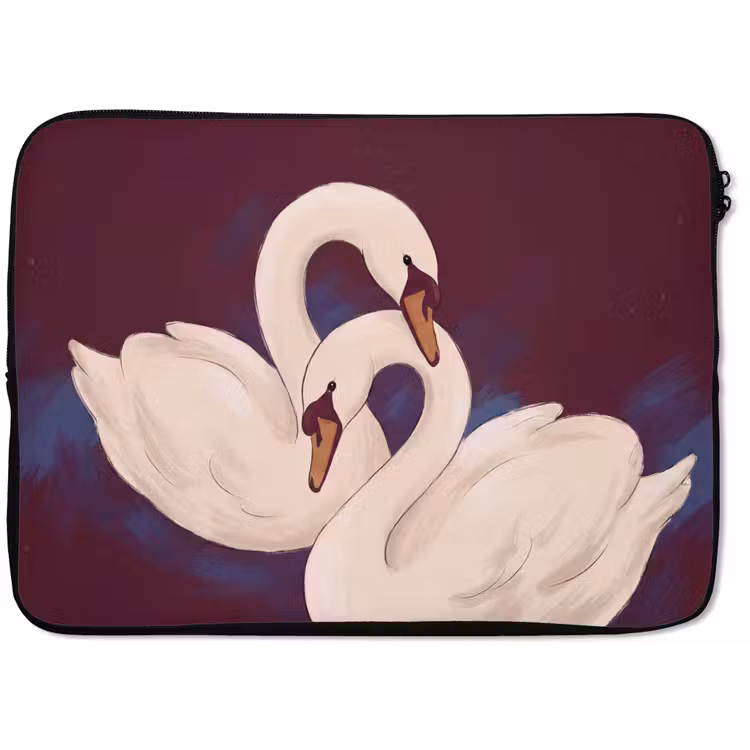 Vogel - Koppel - Liefde - Abstract - Wit laptophoes neopreen klein -zkaufland3dotto