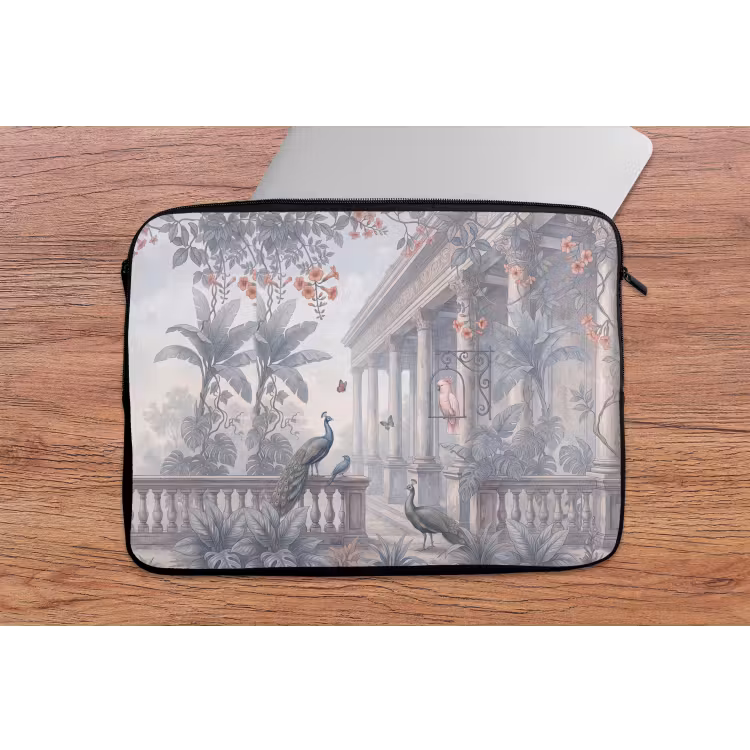 Vogel - Pauw - Architectuur - Klassiek - Groen laptophoes neopreen klein -tafel