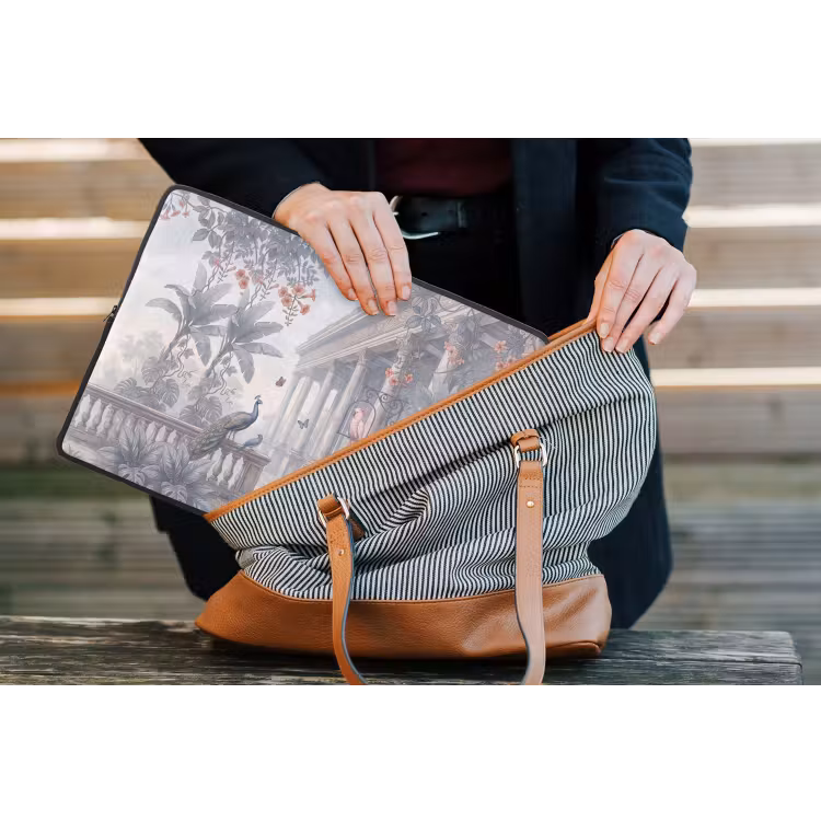 Vogel - Pauw - Architectuur - Klassiek - Groen laptophoes neopreen klein -tas