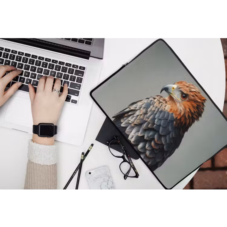 Vogel - Realistisch - Veren - Bruin laptophoes neopreen klein -bureau