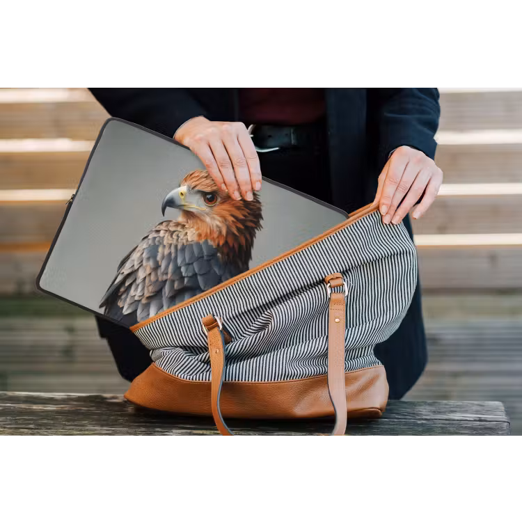 Vogel - Realistisch - Veren - Bruin laptophoes neopreen klein -tas