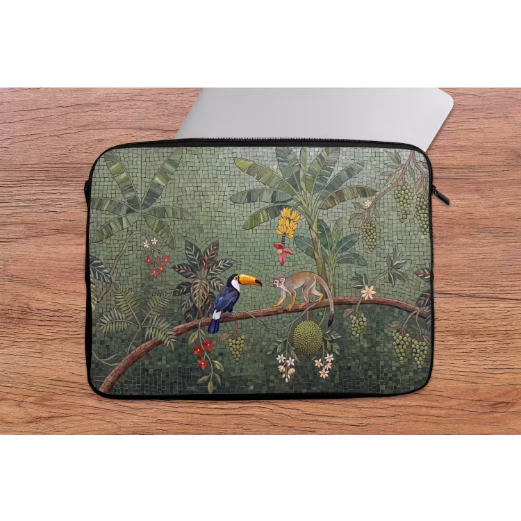 Vogel - Dier - Jungle - Mozaïek - Natuur laptophoes neopreen klein -tafel