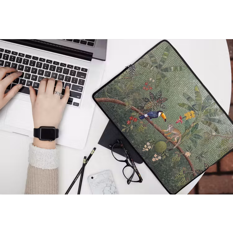 Vogel - Dier - Jungle - Mozaïek - Natuur laptophoes neopreen klein -bureau