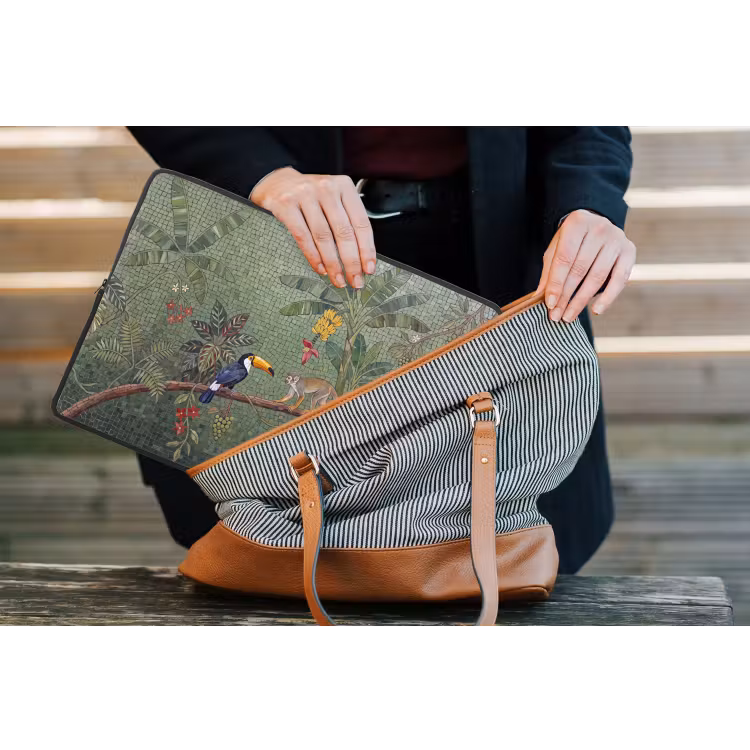 Vogel - Dier - Jungle - Mozaïek - Natuur laptophoes neopreen klein -tas