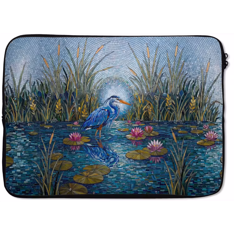 Vogel - Water - Natuur - Abstract - Blauw laptophoes neopreen klein -zkaufland3dotto
