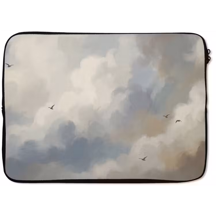 Vogel - Wolken - Natuur - Modern - Grijs laptophoes neopreen klein -zkaufland3dotto