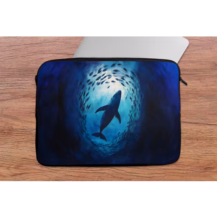 Walvis - Vissen - Donkerblauw laptophoes neopreen klein -tafel