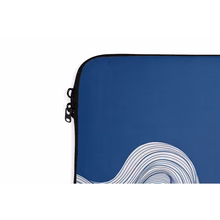 Walvis - Staart - Golven - Lijntekening - Blauw laptophoes neopreen klein -detail