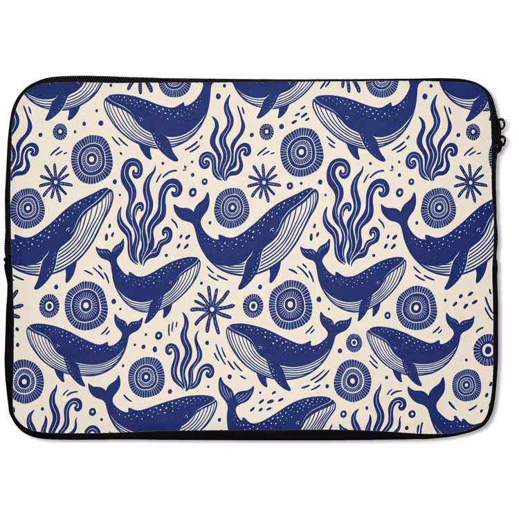 Walvis - Onderwater - Dieren - Abstract - Blauw laptophoes neopreen klein -zkaufland3dotto
