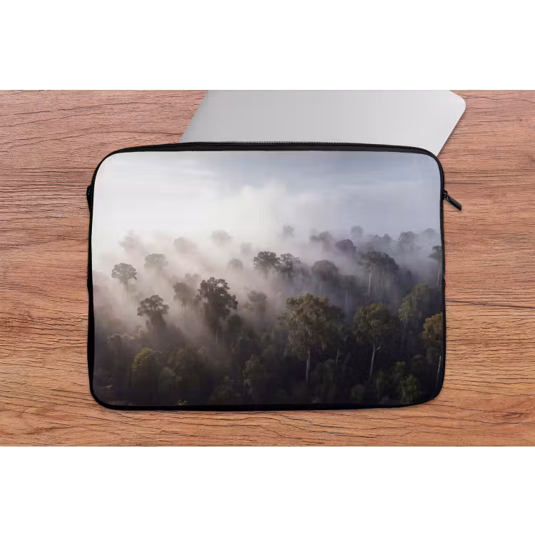 Bos - Mist - Natuur - Groen laptophoes neopreen klein -tafel