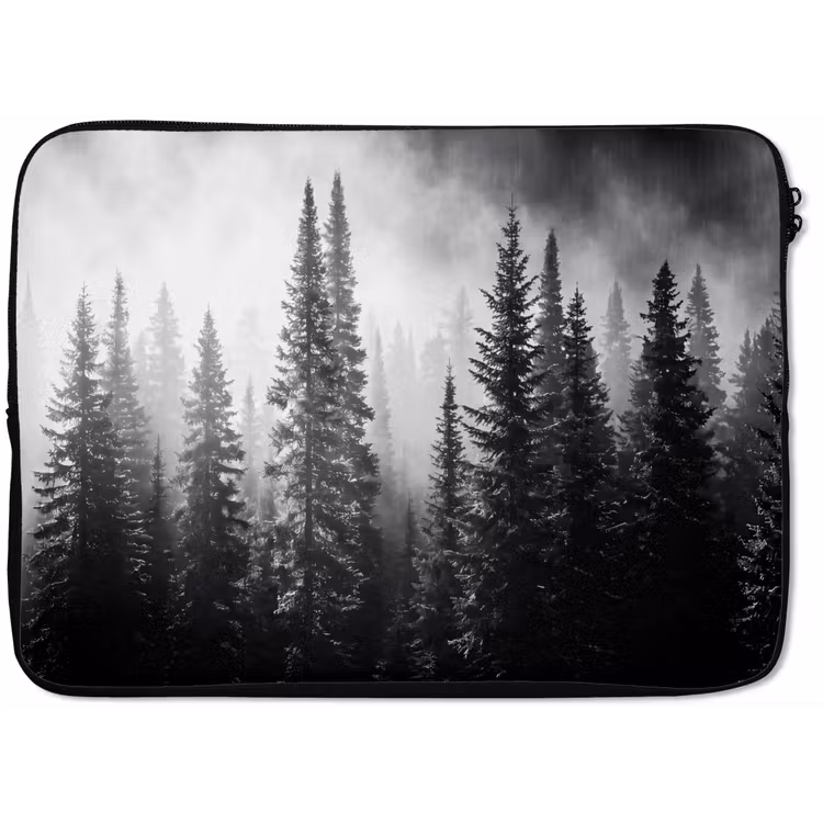 Bos - Mist - Winter - Monochroom - Natuur laptophoes neopreen klein -zkaufland3dotto