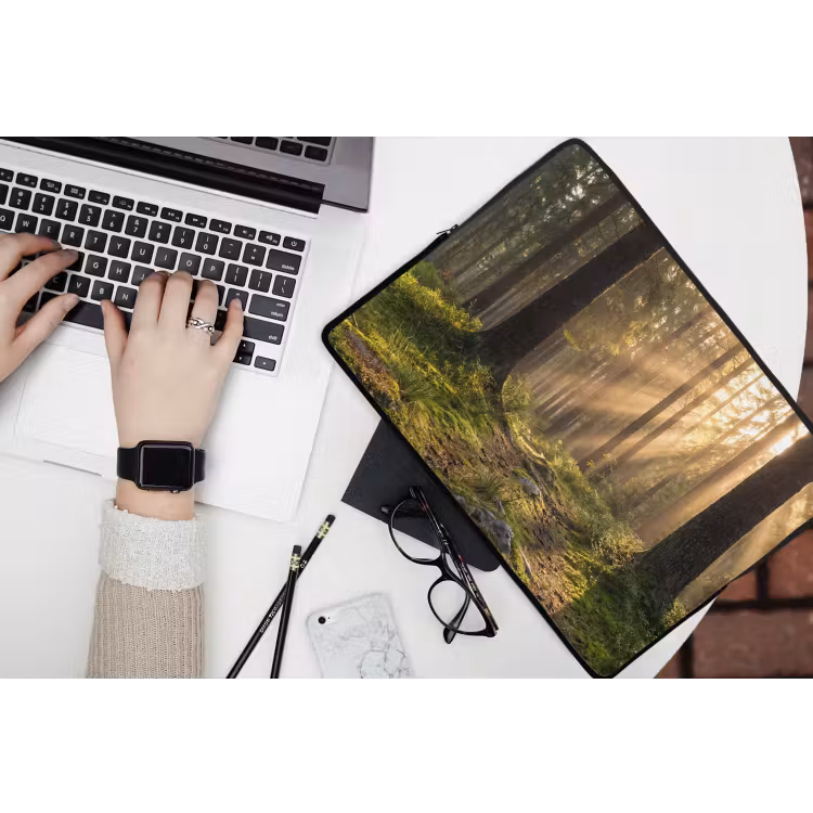 Bos - Zonlicht - Gras laptophoes neopreen klein -bureau