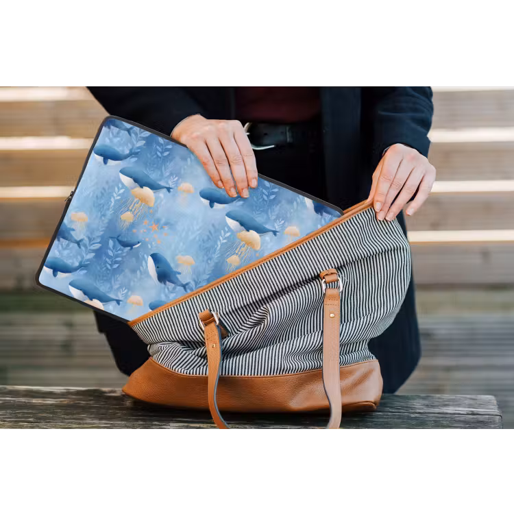 Walvissen - Oceaan - Blauw laptophoes neopreen klein 279 -tas