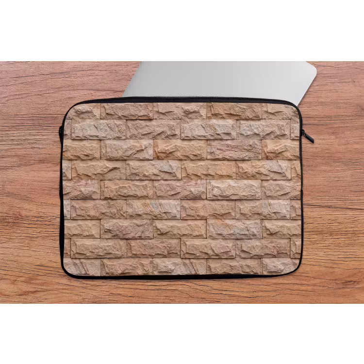 Muur - Steen - Ruw - Textuur - Beige laptophoes neopreen klein -tafel