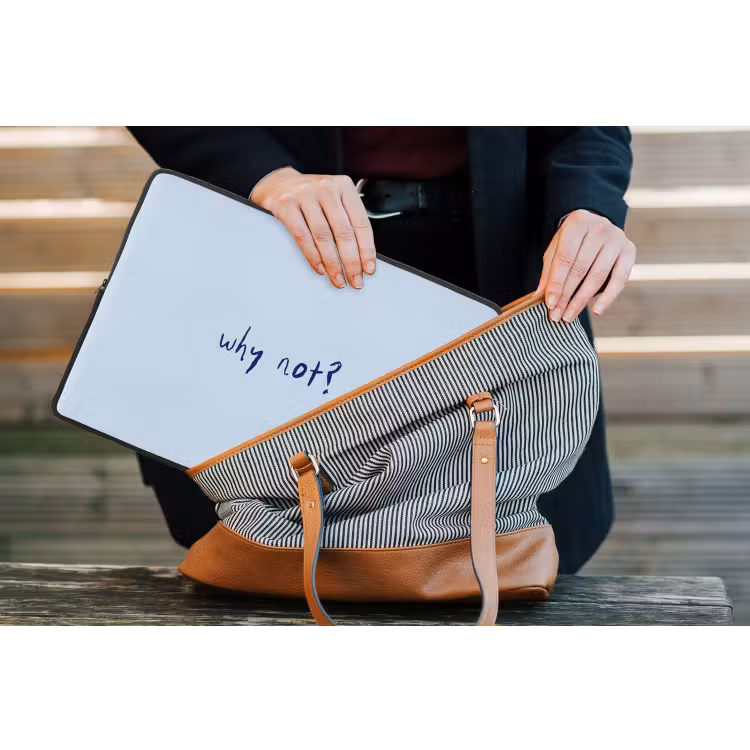 Why not - Blauw - Donker blauw - Quote laptophoes neopreen klein -tas