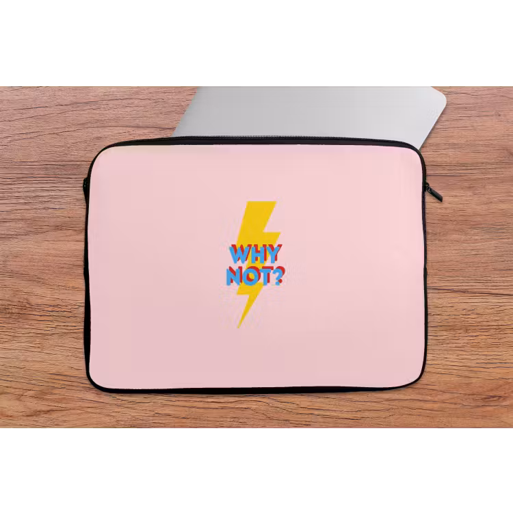 Why not - Bliksem - Roze laptophoes neopreen klein -tafel