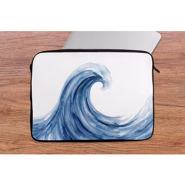 Water - Beweging - Natuur - Modern - Blauw laptophoes neopreen klein -tafel