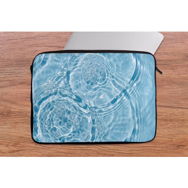Water - Blauw - bubbels laptophoes neopreen klein -tafel