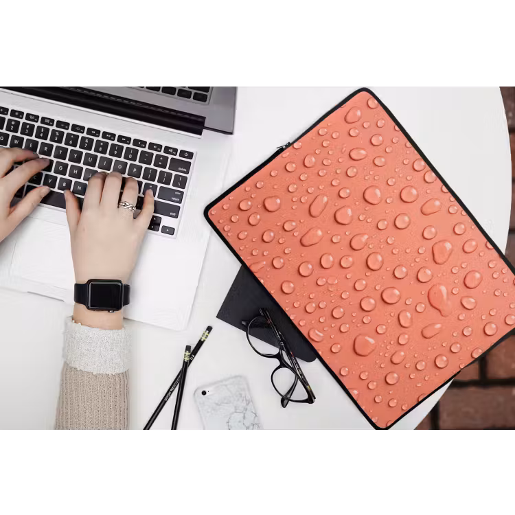 Water - Druppels - Roze laptophoes neopreen klein -bureau