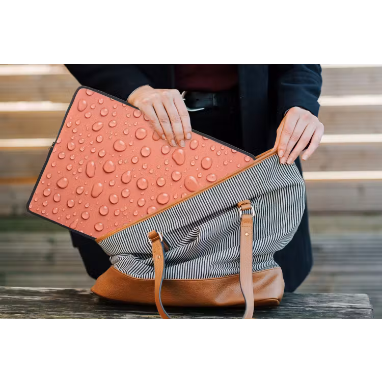 Water - Druppels - Roze laptophoes neopreen klein -tas