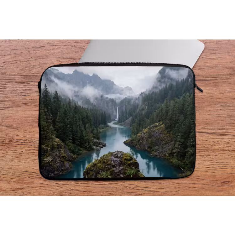 Waterval - Bomen - Bergen laptophoes neopreen klein -tafel