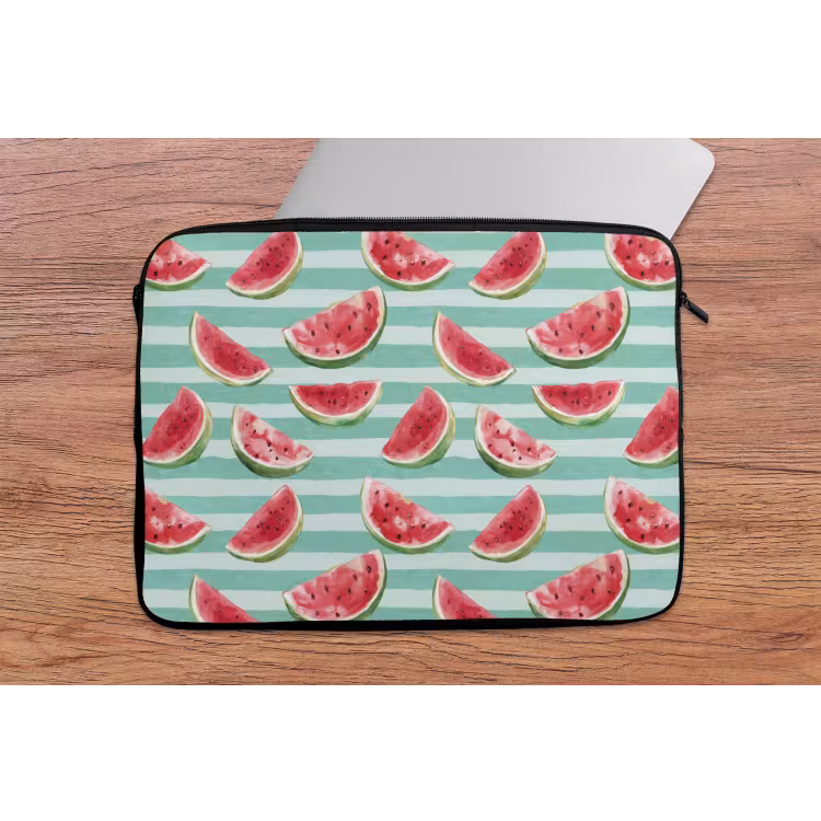 Watermeloen - Strepen - Groen laptophoes neopreen klein 279 -tafel