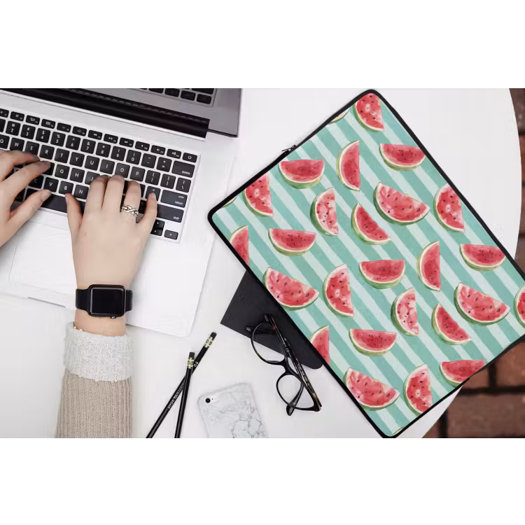 Watermeloen - Strepen - Groen laptophoes neopreen klein 279 -bureau