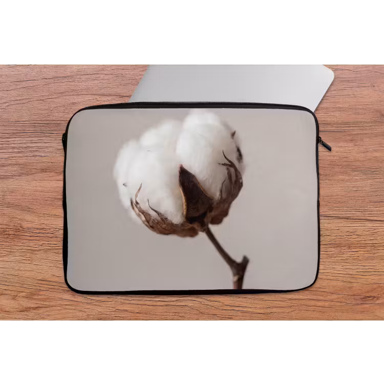 Katoenbol - Minimalistisch - Wit laptophoes neopreen klein -tafel