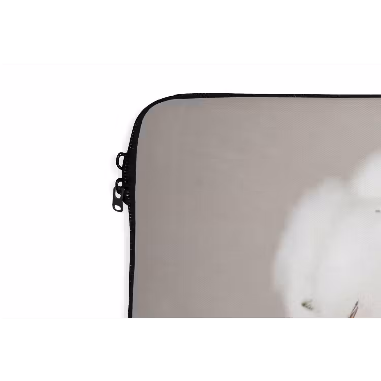 Katoenbol - Minimalistisch - Wit laptophoes neopreen klein -detail