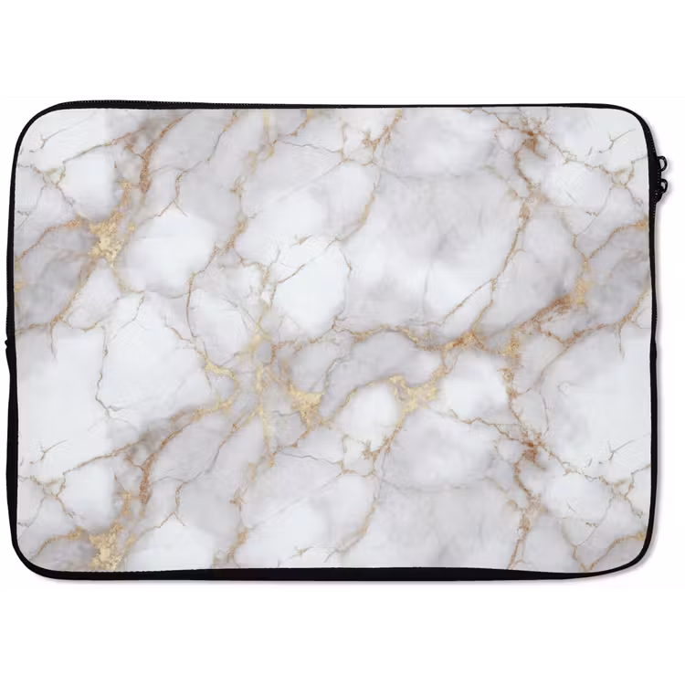Wit - Goud - Marmer - Grijs laptophoes neopreen klein 279 -zkaufland3dotto