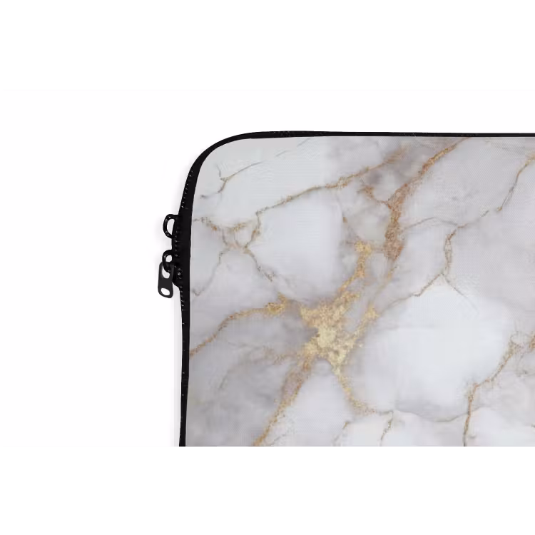 Wit - Goud - Marmer - Grijs laptophoes neopreen klein 279 -detail