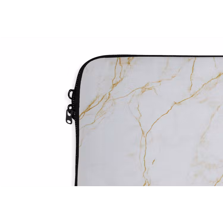 Wit - Marmer - Goud - Luxueus laptophoes neopreen klein 279 -detail