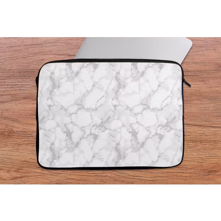 Wit - Marmer - Grijs laptophoes neopreen klein 279 -tafel