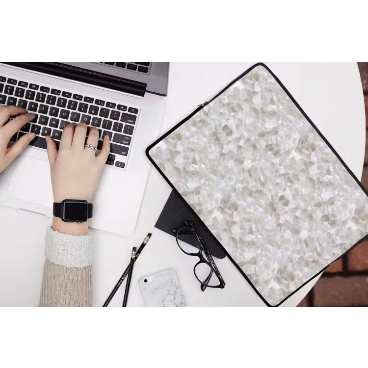 Wit - Penseelstreken - Reliëfeffect laptophoes neopreen klein 279 -bureau