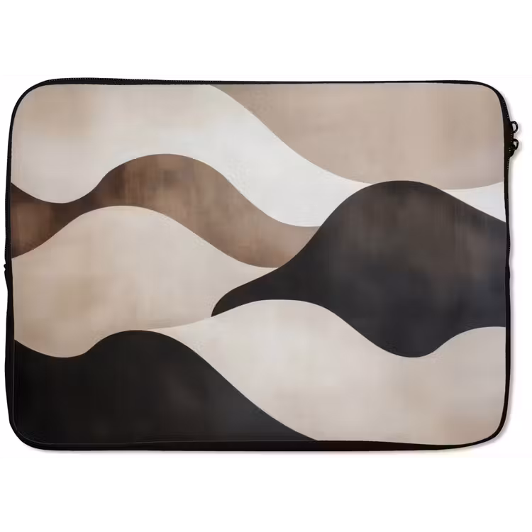 Golven - Abstract - Beige laptophoes neopreen klein -zkaufland3dotto